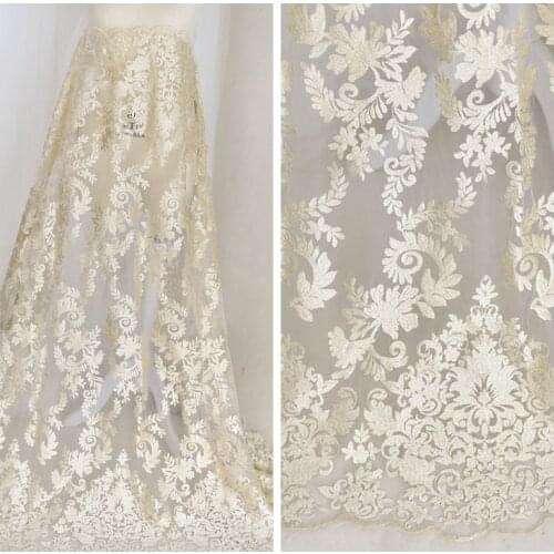 1M/pack luxury embroidery bud silk yarn champagne gold wedding dress luxury fabric big-name clothing fashion fabric