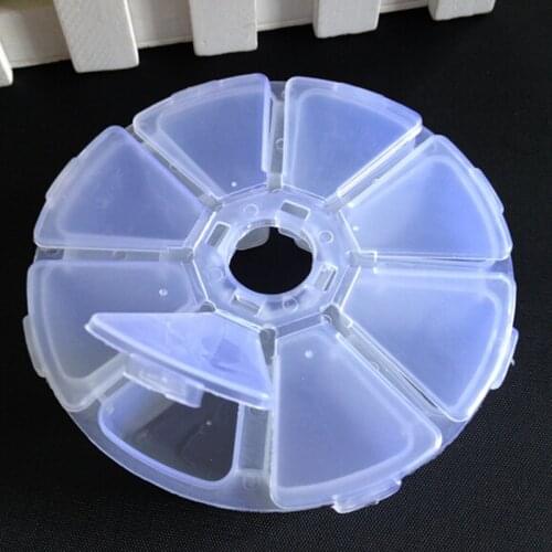 1pc Transparent Plastic Round 8 Compartment Storage Box Earring Ring Jewelry Bin Bead Case Container plastic storage box