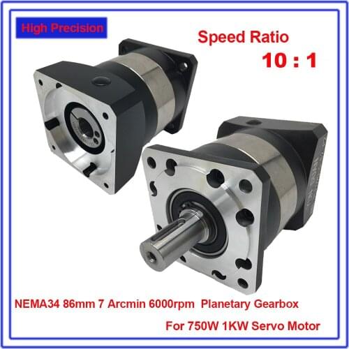 10:1 Speed Ratio 10 Flange 90mm 7Arcmin Planetary Reducer 19MM Input shaft Gearbox Reducer For 750W 1 KW Servo Motor CNC
