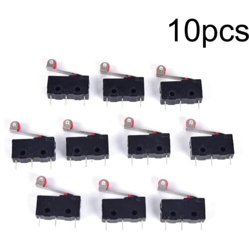 10pcs AC 125V 1A SPDT Momentary Long Hinge Lever Micro Switch MINI Tripod Tact Micro Mouse Micro Switch KW12-3 5A 250V D2FC-F-7N