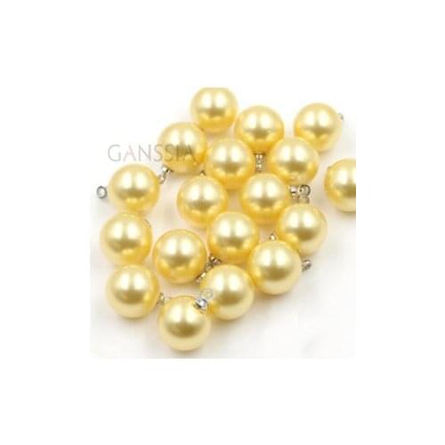 10pcs/lot Size:10mmFlamboyant Yellow Circular Resin Pearl Silver Shank Button for Shirt Clothing Sewing Decoration(SS-2284)