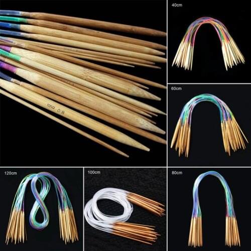 18Pcs Sewing Needles Multicolor Tube Bamboo Circular Crochet Knitting Needles Set Double Cusp 18models/set 40/60/80/100/120cm
