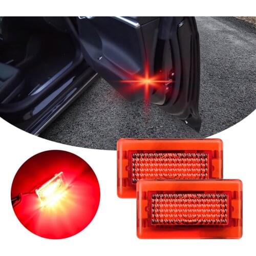 2x Led Car Door Warning Light Reminder Lamp Red Strobe Flash Ultra Bright Lighting For Tesla Model S X Interior Bulb Accessories