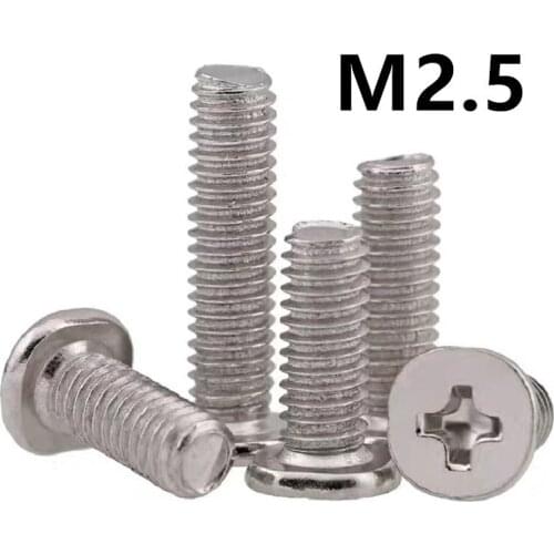 200pcs/lot M2.5x4/5/6/8/10/12mm Nickel plated thin edge flat head cross screw CM
