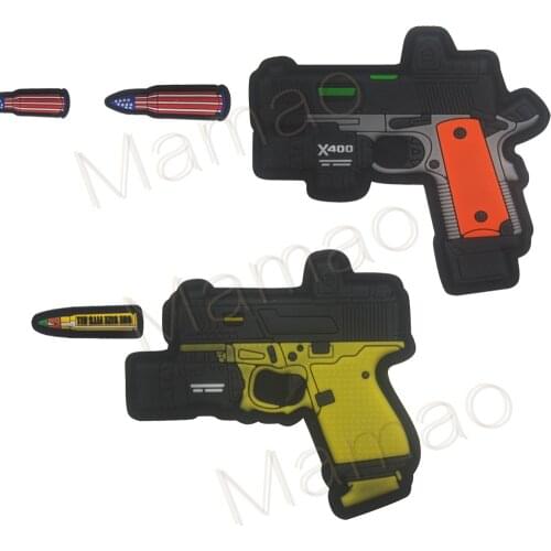 3D Rubber Patch PVC Gun weapon American Flag Bullets Tactical Military Decorative Patches Combat Badges Hook & loop