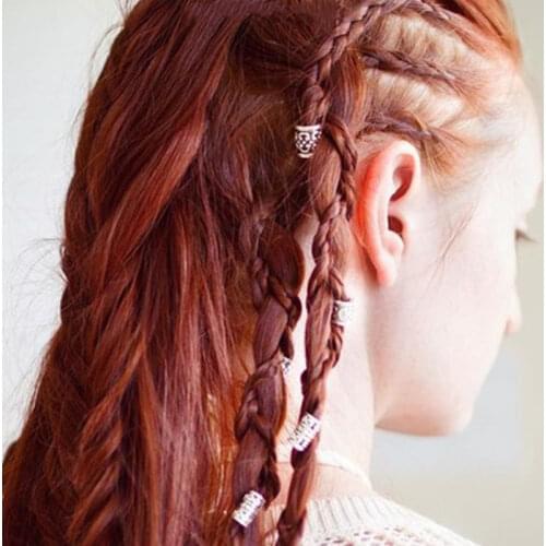 1/5Pcs hair Beads Silver Hair Braid Bead Braiding Dread Dreadlock Beads Ring Cilp Cuff for Braiding Hair Extension Decoration