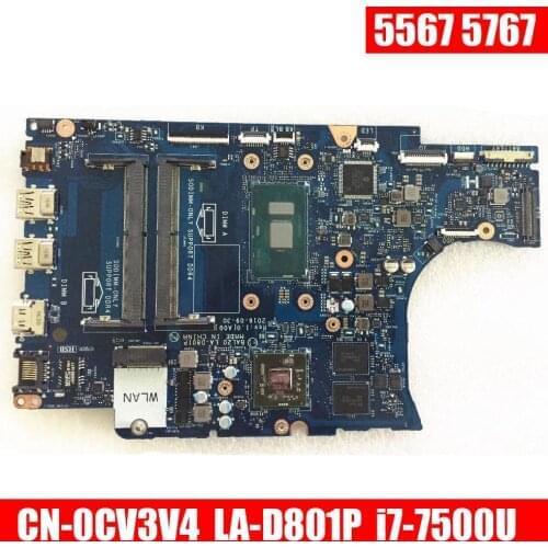 5567 Motherboard CN-0CV3V4 BAL20 LA-D801P DDR4 Main Board I7-7500u/i5-7200u for Dell 5567 5767 Laptop Motherboard PAVILION SHELI