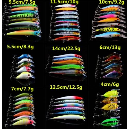 61pcs/lot Wobbler Fishing Tackle Mixed Minnow/Crank/VIB and Cicada Bait 9 Models 61 Colors Plastic Hard Baits Wholesale H-T123