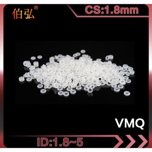 White Silicon Ring 10PCS/lot Silicone/VMQ O-Ring CS1.8mm ID1.8/2/2.5/2.8/3.15/3.55/3.75/4.5/5mm Rubber O ring Seal Gaskets