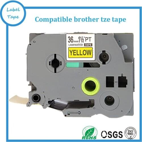 Free shipping 5 pcs Compatible brother 36mm TZE tape TZ-661 tze661 tz661 tze 661 black on yellow label printer tape maker