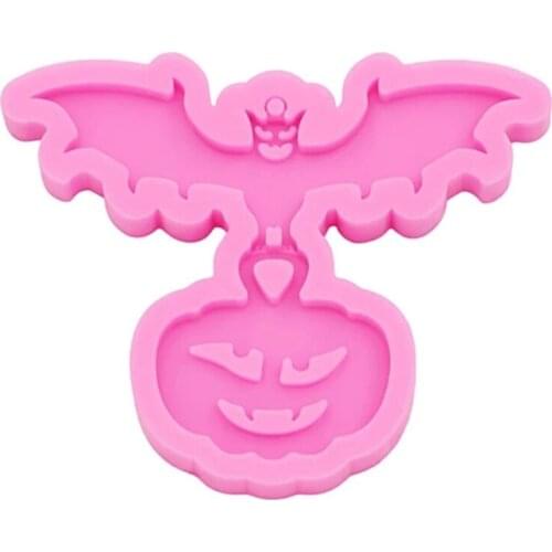 Shiny Pumpkin Bat Epoxy Resin Mold Keychain Pendant Silicone Mould DIY Crafts Jewelry Necklace Earring Clay Polymer Mold