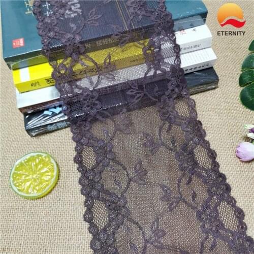 C-6 E1378 15CM Lace Elastic Lace Fabric Ribbon For Fabric Wedding Elastic Lace Decoration White Large Edge