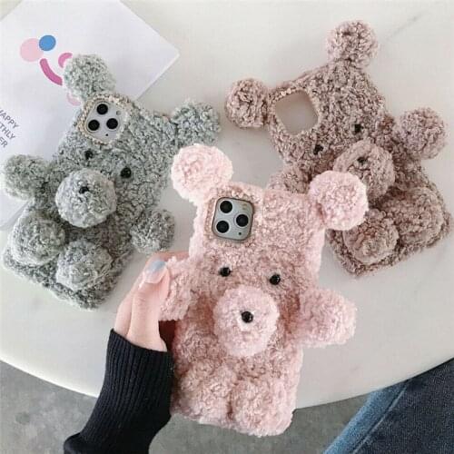 Phone Case Soft Cover for LG G5 G6 G7 G8 Q6 Q7 V10 V30 V50 K8 K11 LV3 LV5 Stylo 4 5 Cute Furry Bear Protection Back Skin Shell