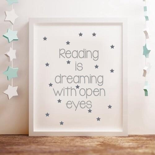 Reading Quotes Canvas Painting Art Poster , Reading is dreaming with open eyes Quote Wall Art Prints Reading Corner Decoration