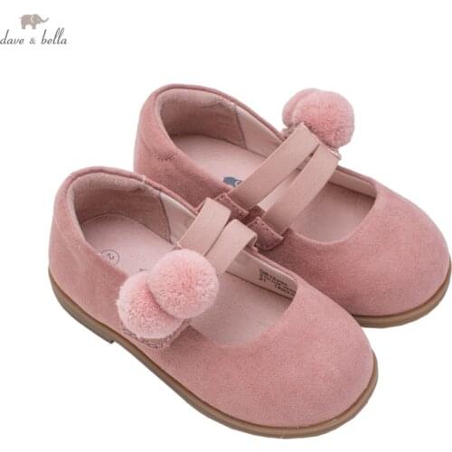 DB18493 Dave Bella autumn baby girl appliques ball solid leather shoes children girls brand shoes
