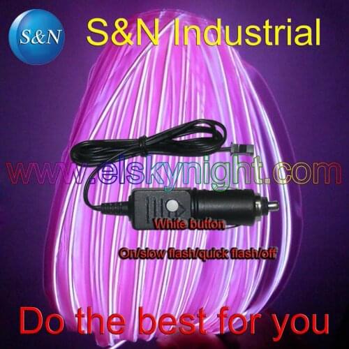 DC12V cigar plug el wire controller/driver/inverter+3meter purple el wire with skirt /flat edge for car decoration free shipping