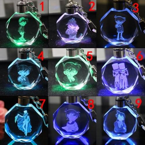 Detective Conan Anime Figures Toy Cartoon Products Accessories Customized LED Keychain Light Birthday Gifts