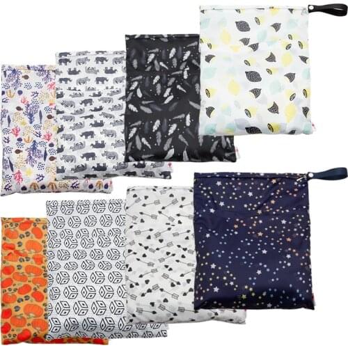 30.5*39cm Mummy Nappy Bag Dual Zipper Print Baby Tote Travel Diaper Bag Waterproof Mommy Dry Wet Bags Storage Bag Stroller