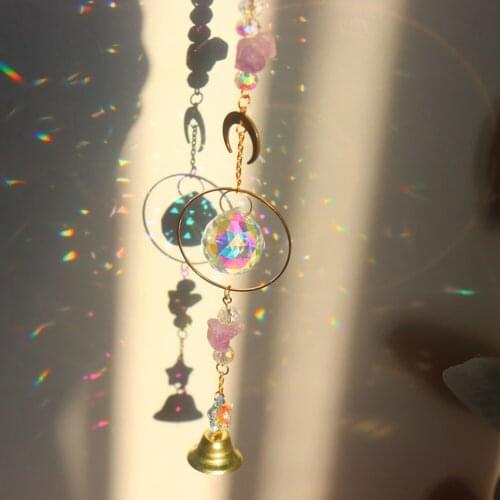 Crystal Diamond Prisms Hanging Rainbow Chaser Wind Chimes for Window Curtains Pendant Home Garden Car Inteiror Decor Gifts