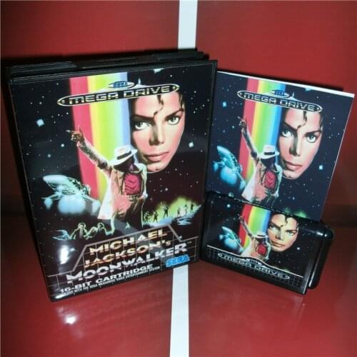 Michael Jacksons Moonwalker EU Cover with Box and Manual For Sega Megadrive Genesis Video Game Console 16 bit MD card