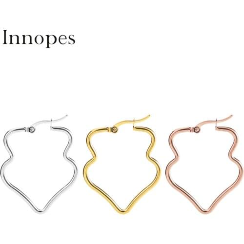 Innopes Gold Steel Gourd Shaped Hoop Earring for Women Geometrical Hollow Earring Hoops 2019 New Bijoux Boho Earring Unique
