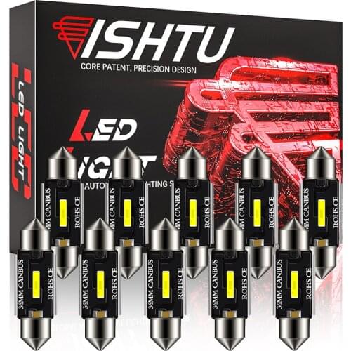 ISHTU 10pcs Festoon 31MM 36MM 39MM 41MM 12V/24V C5W C10W LED Bulbs Canbus Car Dome Map Reading License Plate Light Auto Lamp