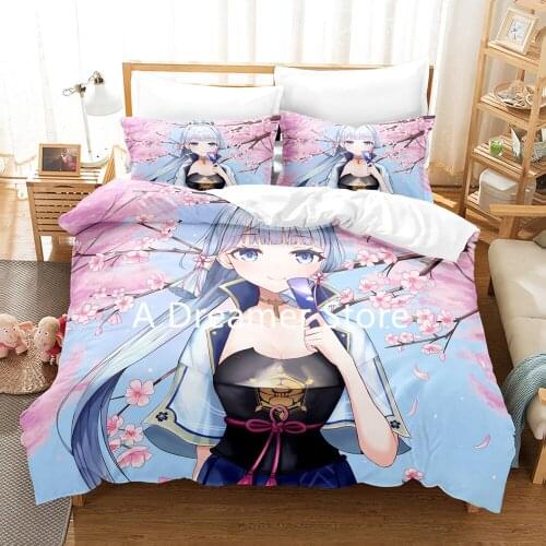 Anime Genshin Bedding Set Cartoon Sexy Girls Duvet Cover And Pillowcase Queen King Bed Clothes For Child Adult