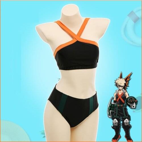 Bakugou Katsuki Swimsuit My Hero Academia Swimming Suit Two-piece Boku no Hero Academia Swimwear Cosplay Outfits for Famale