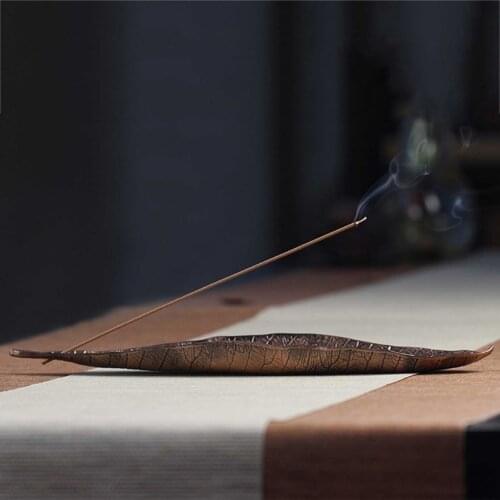 Alloy Incense Burner Censer Lying Censer Large Leaf Shape Living Room Incense Insert Stick Incenses Holders Home Decor
