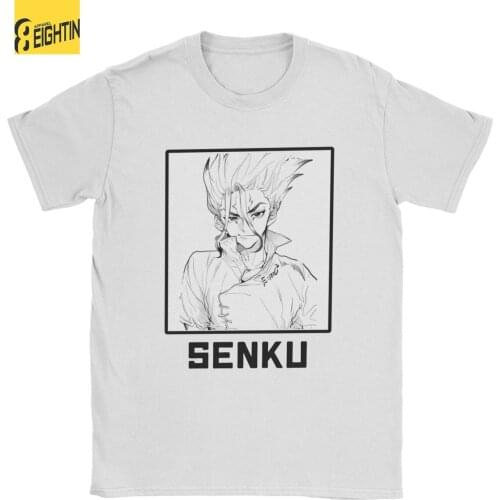 Senku Ishigami Dr Stone Mens T Shirt Fun Tee Shirt Short Sleeve Round Collar T-Shirts Pure Cotton Plus Size Clothes