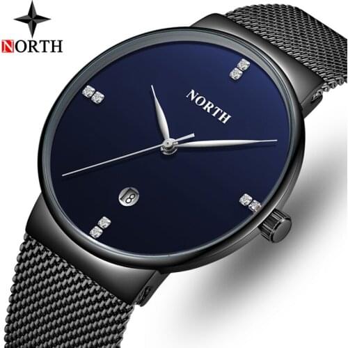 NORTH Watch Men Luxury Brand Fashion Quartz Watch Stainless Steel Casual Men Watches Waterproof Business Clock Relogio Masculino