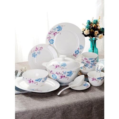 56pieces Bone Porcelain Tableware Set Tangshan Bowl and Dish Set Household Korean Style cutlery dinner set dinnerware set