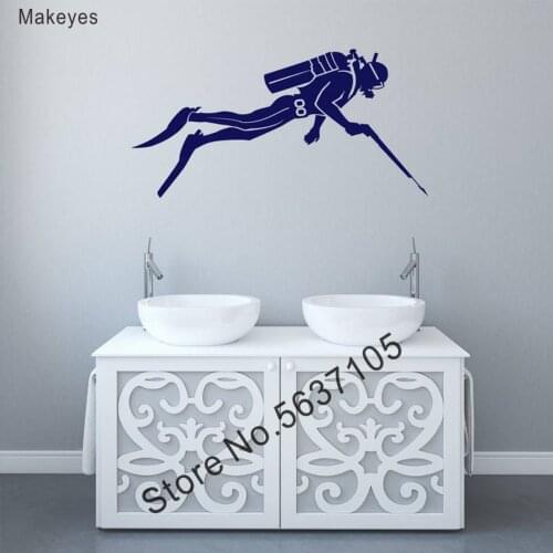 Makeyes Ocean Diver Wall Sticker Diving Sport Wall Decals Home Livingroom Sports Decoration Wall Art Vinyl Wall Decor Q183