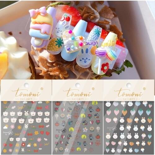 5D Lovely Rabbit Girl Nail Sticker Pink Art Stickers Foil Adhesive Slider Decals Designs Manicures Accessories Salon Decorations