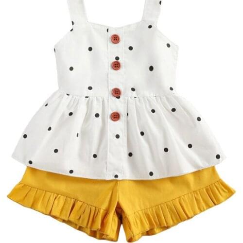 Newborn Baby Girls Summer Clothes Set Set Sleeveless Polka Dot Tops Vest Shorts Set Infant Baby Girls Princess Casual Outfits