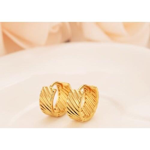 Wholesale Yellow Solid Fine Gold Filled Earring Luxury Gold Earrings Simple