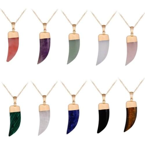 Crescent Shape Natural Stone Choker with Different Genuine Stone Necklace Meditation Jewelry