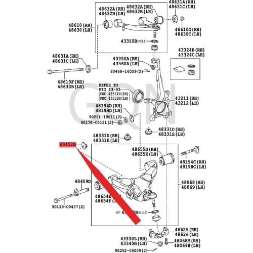 Front suspension toe adjuster 2007-Toy ota LAN DCR UIS ERT UND RAS EQU OIA Lower suspension nut Lower arm screw