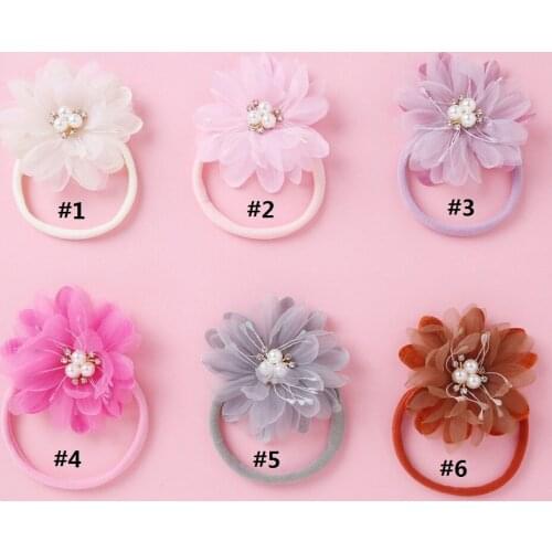 Baby Girls Headband Flower Pearl Hair Accessories Cotton Turban Elastic Hairband Baby Princess Christmas Day Gifts hairband