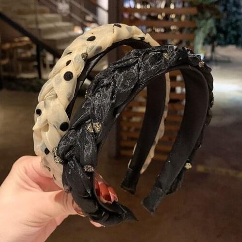 Ruoshui Woman Vintage Dot Lace Hairband Twist Bezel Headband Women Hair Accessories Girls Turban Lady Ornaments Headwear