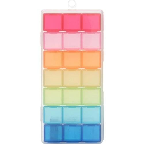 21 Compartment Transparent Color Empty Plastic Box Pill Tablet Medicine Organizer Weekly 7 Days 3-Row Tray Storage Case