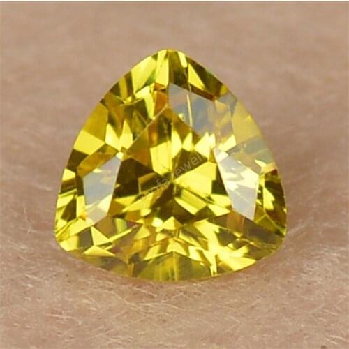 Sale Lab Created Zircon 3x3~12x12mm Triangle Trillion Shape 5A CZ Stone Golden Yellow Synthetic Cubic Zirconia Gems For Jewelry