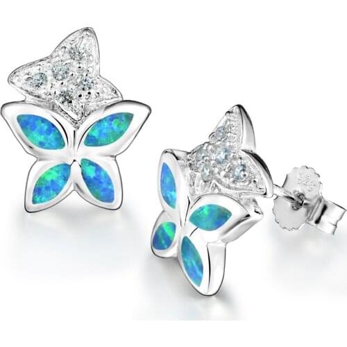 DORMITH real 925 sterling silver earring created opal and AAA cubic zirconia for women stud earrings jewellery