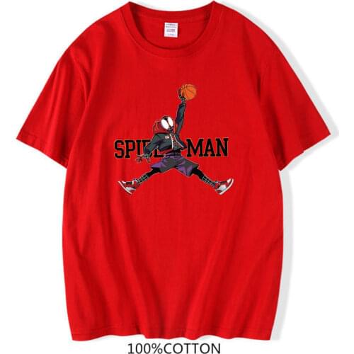 Marvel 2021 Summer New Style T Shirt for Men Anime Spiderman Print T-shirt 100% Cotton Oversized Mens Short Sleeve T-shirt