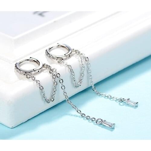 A Girl' 1PC Womens Fashion Simple Small Earring Hoops Smooth Huggies Earrings Chain Tassel Bohemia Ear Jewelry For Lady Girls