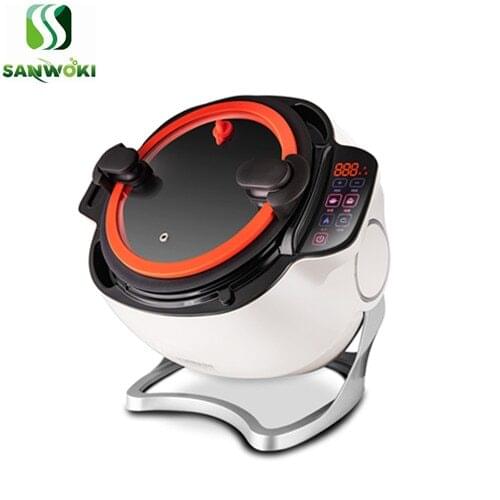 Intelligent Electric Automatic Stir Frying Machine 6L Household Cooking Wok Pot Non-stick Multifunctional Cooker Pot 2000w