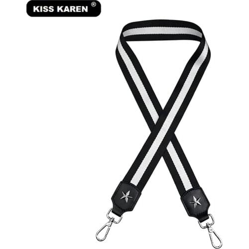 High Quality Bag Straps with Star Rivet Popular Nylon Handbag Shoulder Straps Fashion Black/White Striped Bag Parts