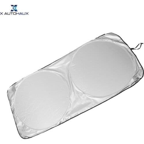 X Autohaux Black Silver Tone Rear Windshield SunShades For Car Sun Shade Visor Windshield 140x66cm
