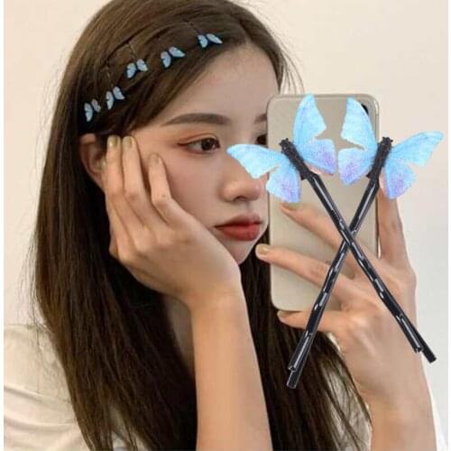 4pcs retro blue butterfly hairpin dream sweet side clip hair accessories girl bangs clip female hair clip word clip