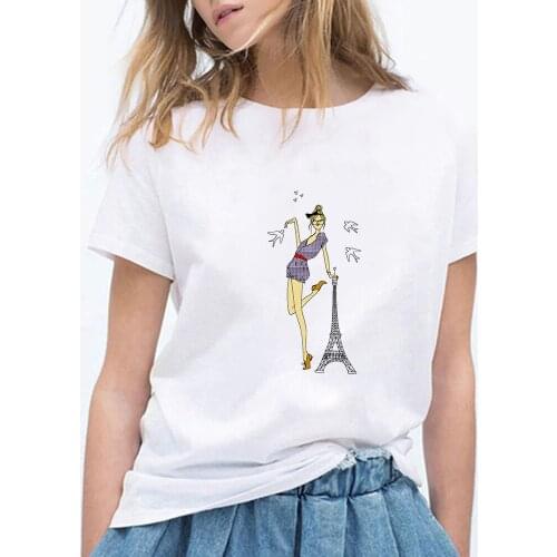 High Quality Paris Tower Modern Girl Printed Women Tshirt Ropa Mujer Cute Loose T-shirt Vogue Beautiful Retro Hipster Punk Tee